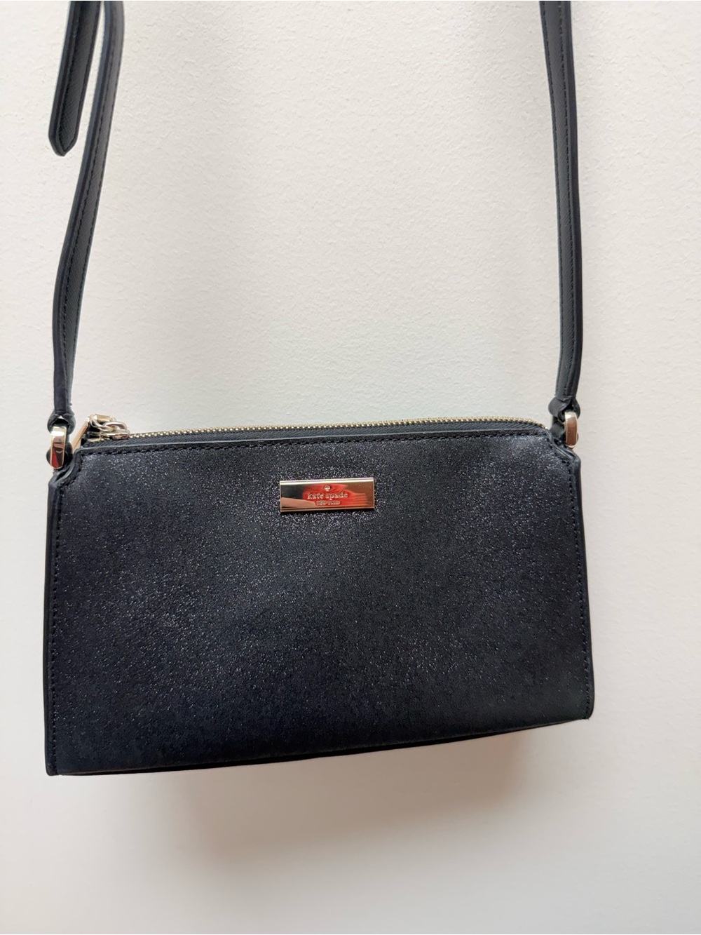 Kate Spade Kenzie Limited Edition Glitter Mini Crossbody in Black KK034